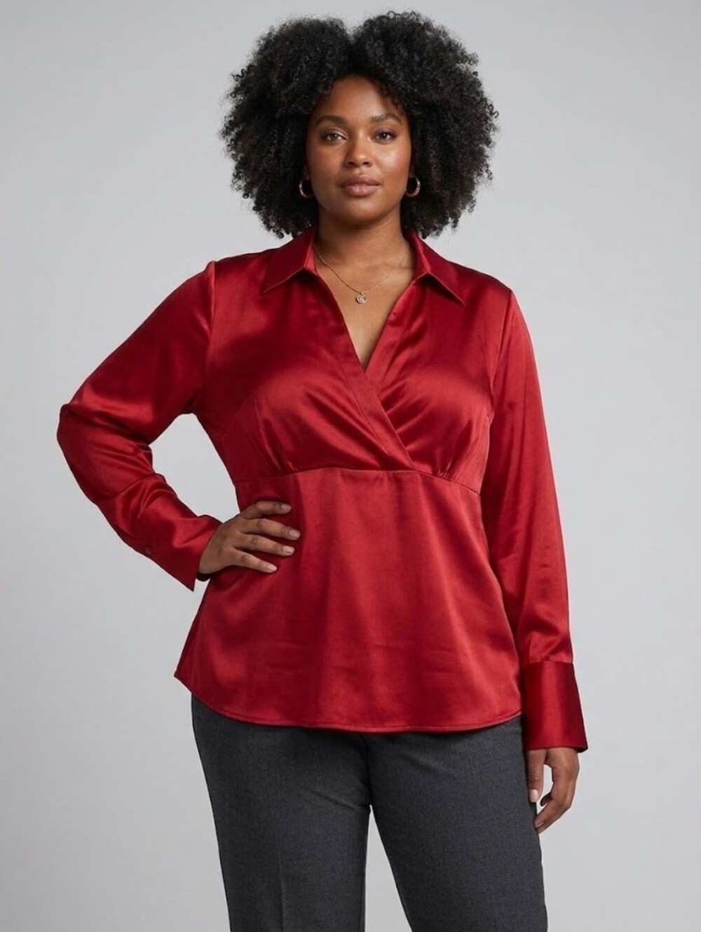 I.N. Studio Red Satin Top
